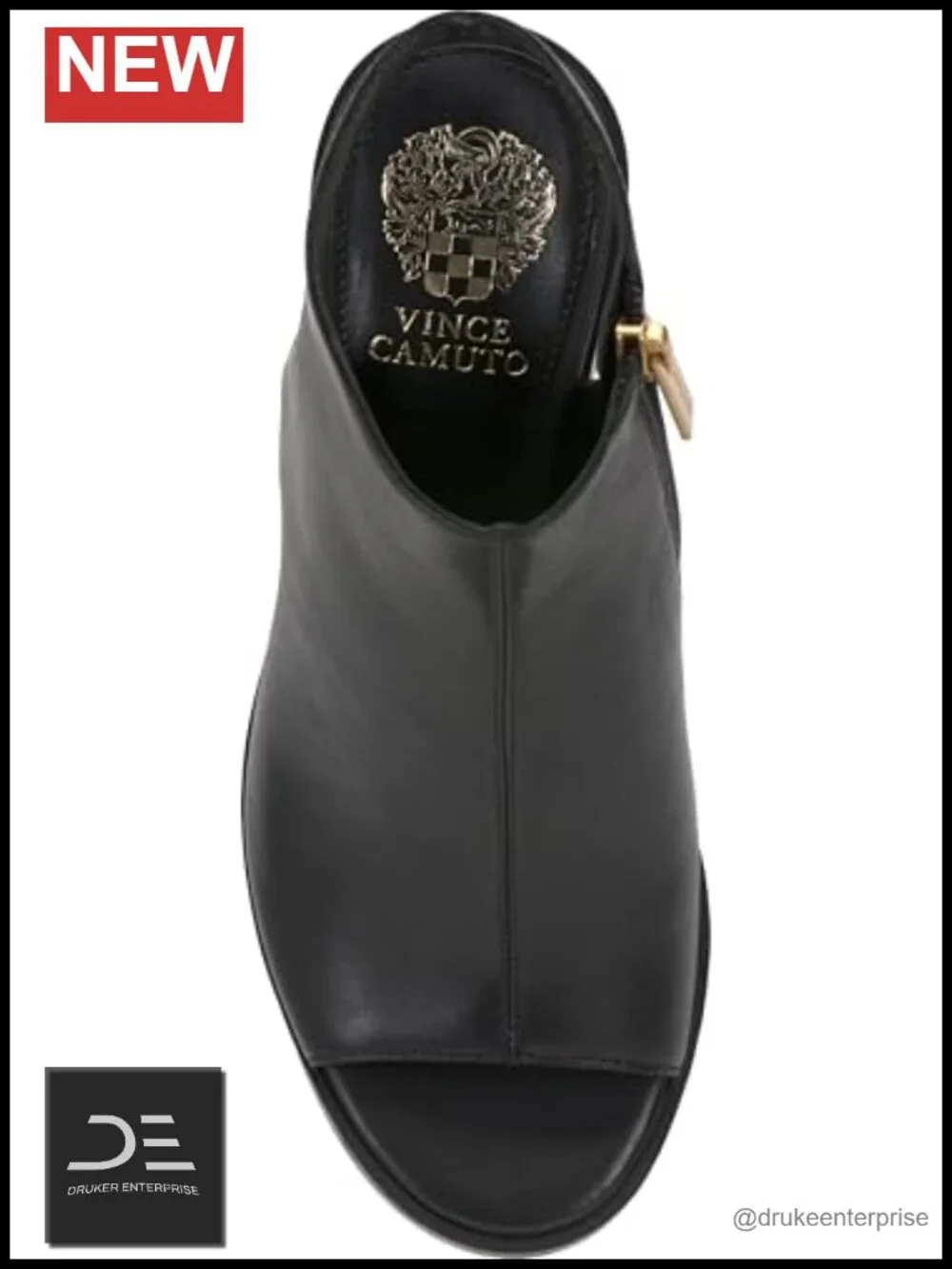Leather Peep Toe High Heel Sandals with Ankle Strap Zip Closure